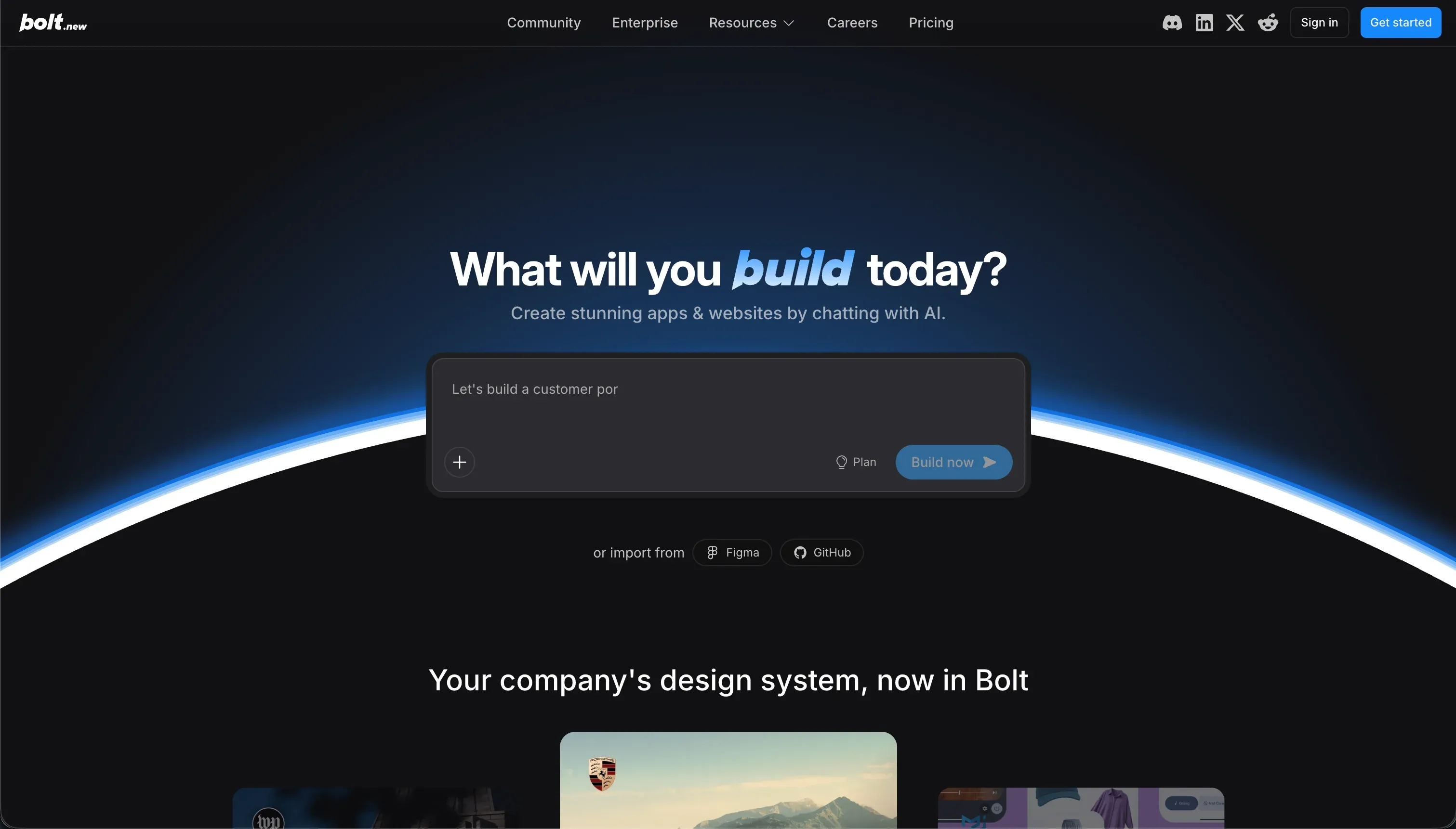 Bolt homepage