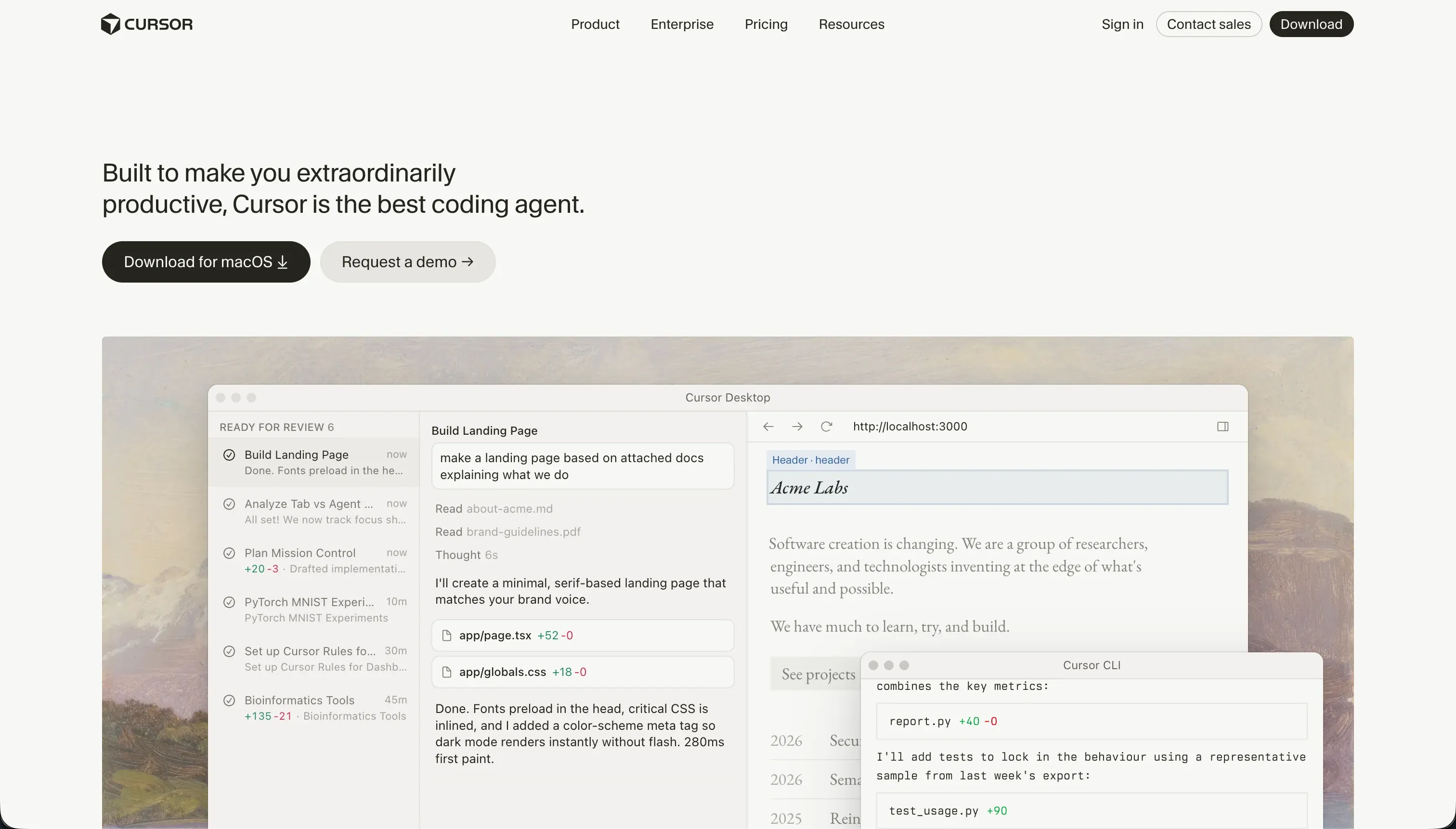 Cursor homepage