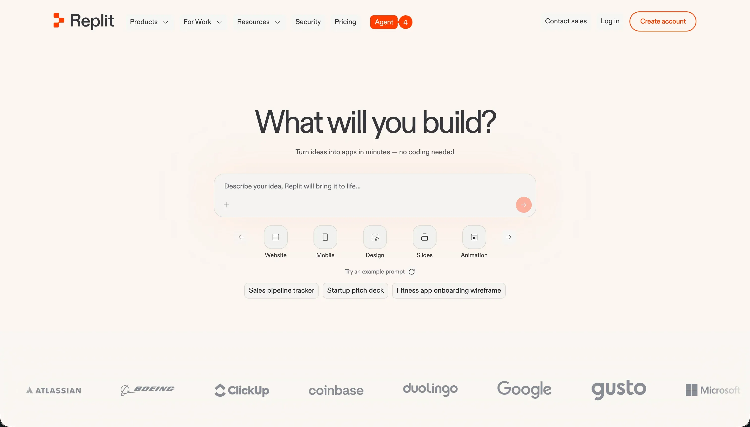 Replit homepage