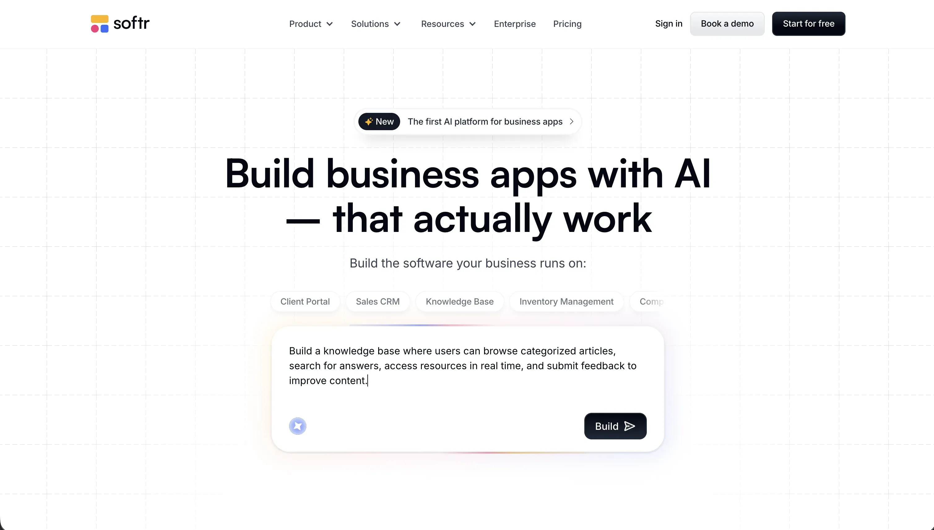 Softr homepage
