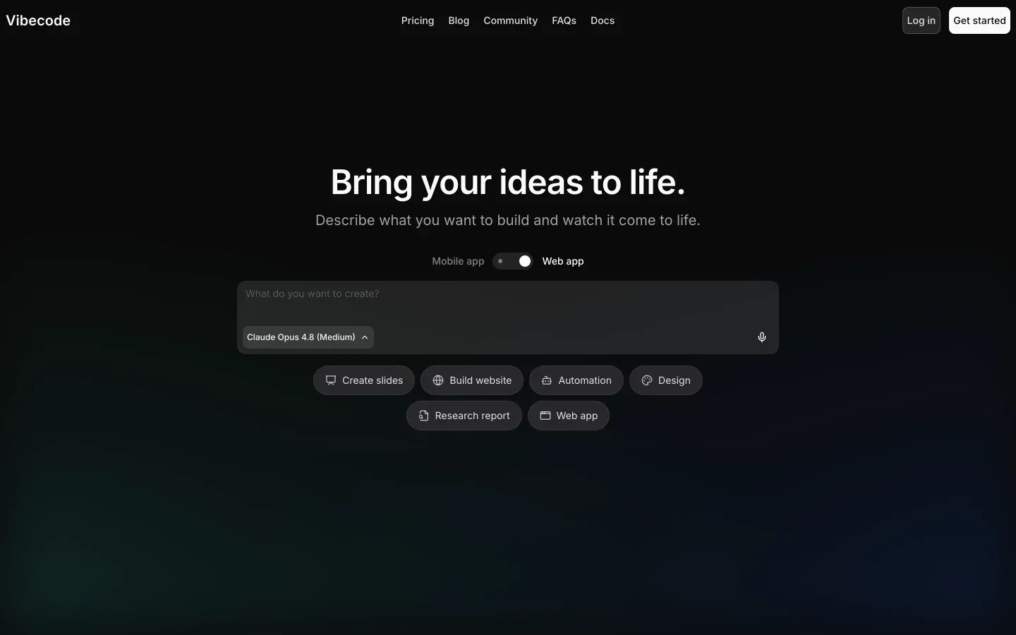 VibeCode homepage